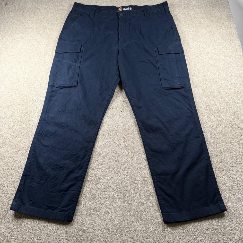 Carhartt Mens Relaxed Fit Cargo Pants Navy Blue Canvas Work 40x30 2244